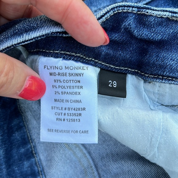 Flying monkey distressed mid-rise skinny blue jeans size 29 - Picture 6 of 6